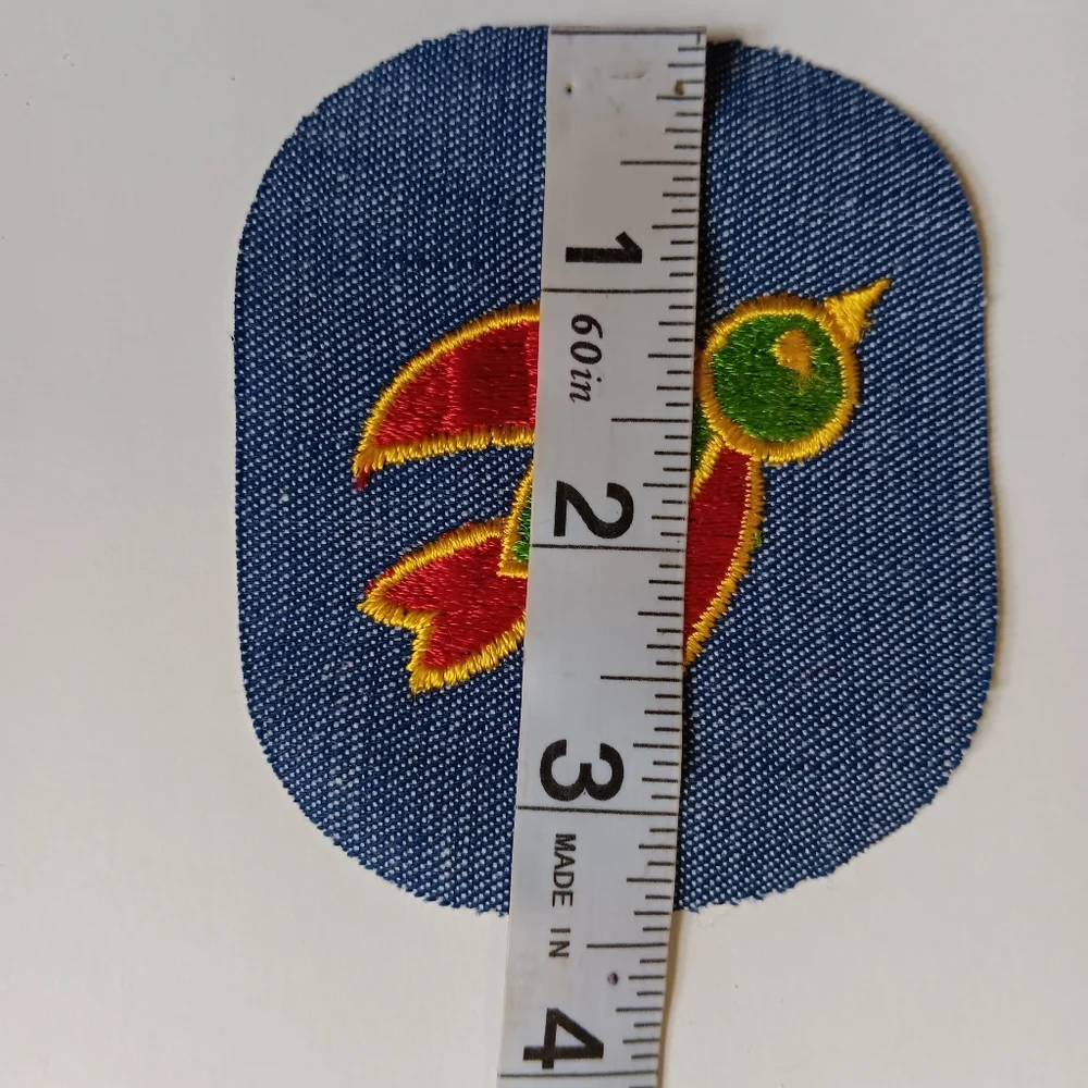 70s Embroidered Bird Vintage Denim Iron On Patch Lot Of 3, 1970s Era Boho Retro - Picture 7 of 9